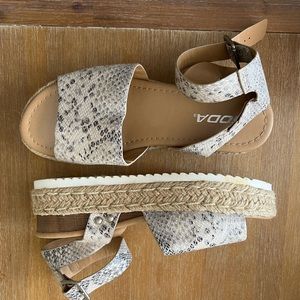 Snakeskin platform sandals